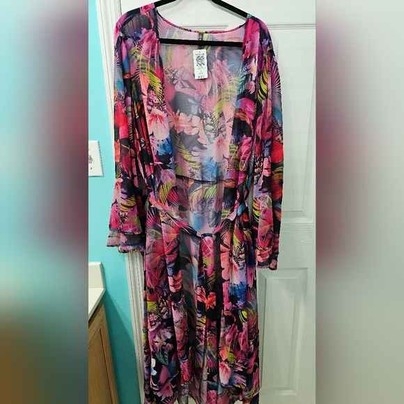 Torrid 3 Floral Sheer Kimono Cover-up - Picture 2 of 4
